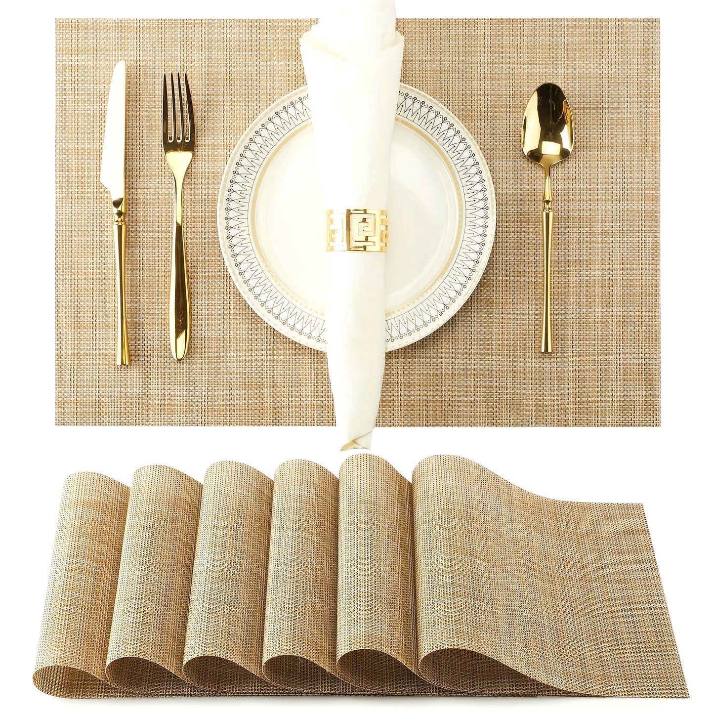 Set of 8 2202C Dual-Color Decor Series Teslin Placemats