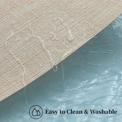 Beige Placemats- Heat Resistant Non-Slip Place mats for Dining Table, Washable Durable PVC Vinyl Woven Table Mats