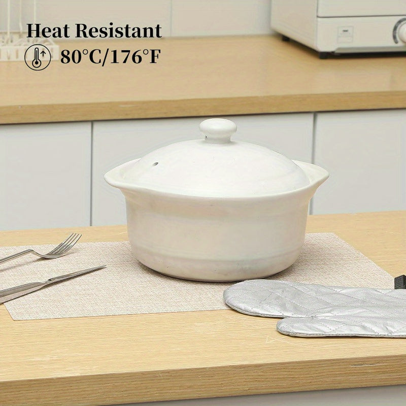 Beige Placemats- Heat Resistant Non-Slip Place mats for Dining Table, Washable Durable PVC Vinyl Woven Table Mats