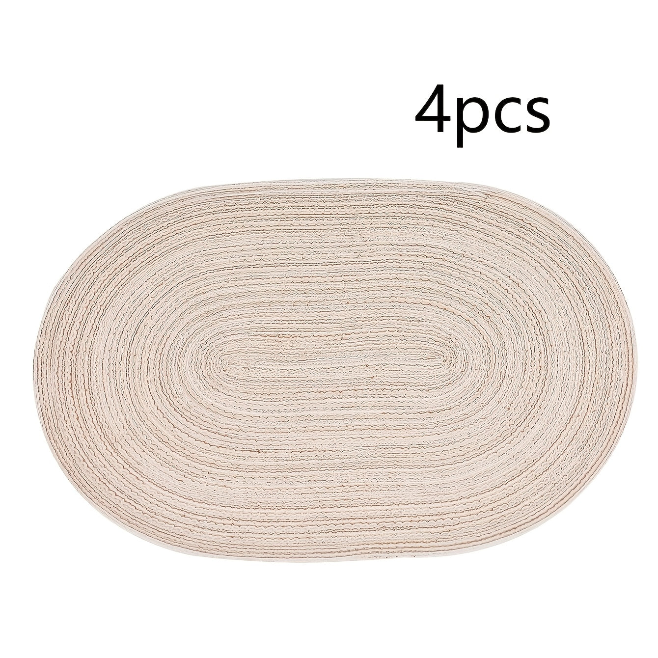 4\u002F6pcs Oval Yarn Placemats, Washable Table Mats, Polyester 100.00, Hand-Woven Dining Decor, 100% Polyester Tabletop Pads