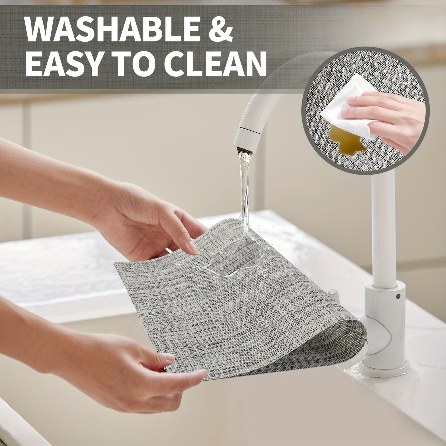 Set of 8 2202C Dual-Color Decor Series Teslin Placemats