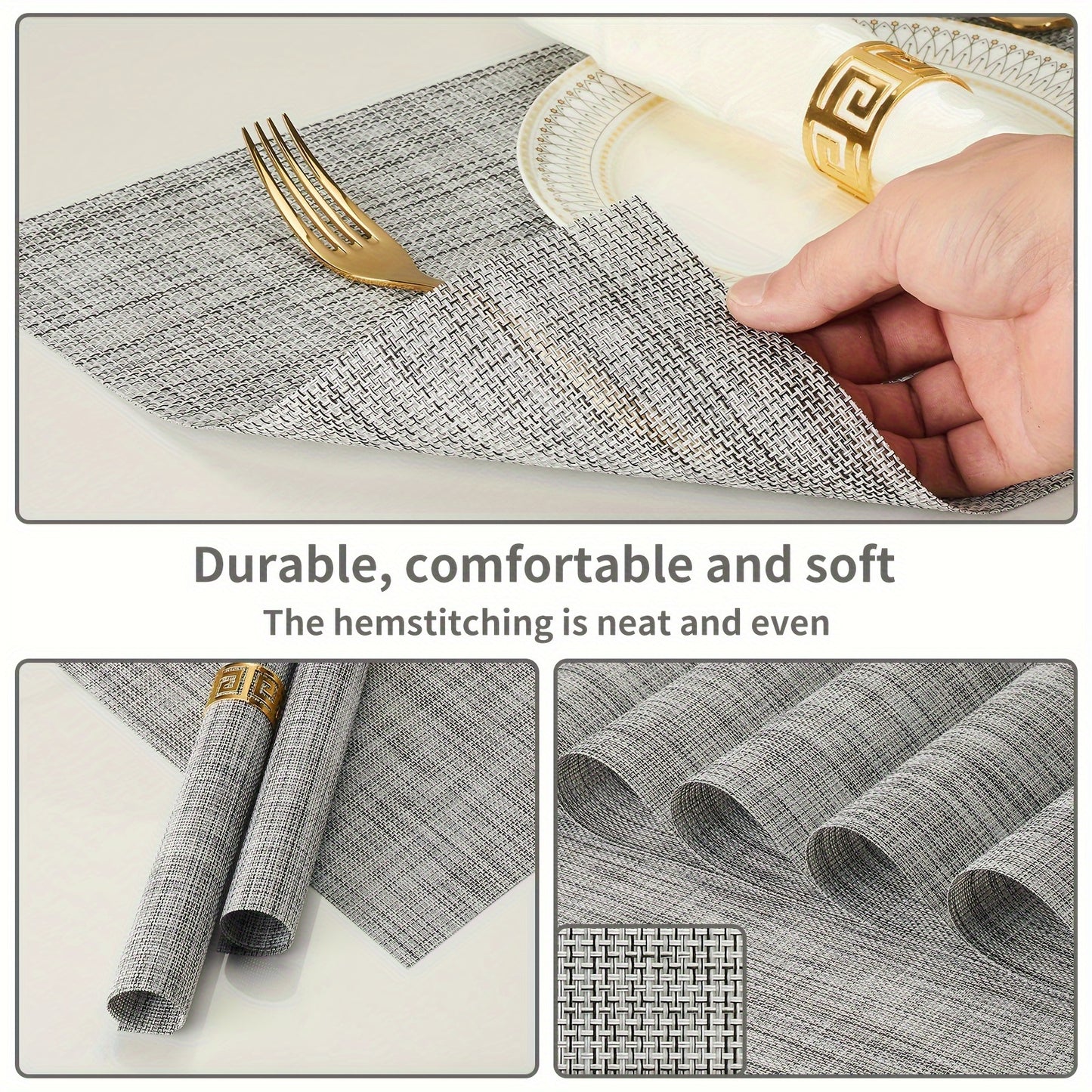 Set of 8 2202C Dual-Color Decor Series Teslin Placemats