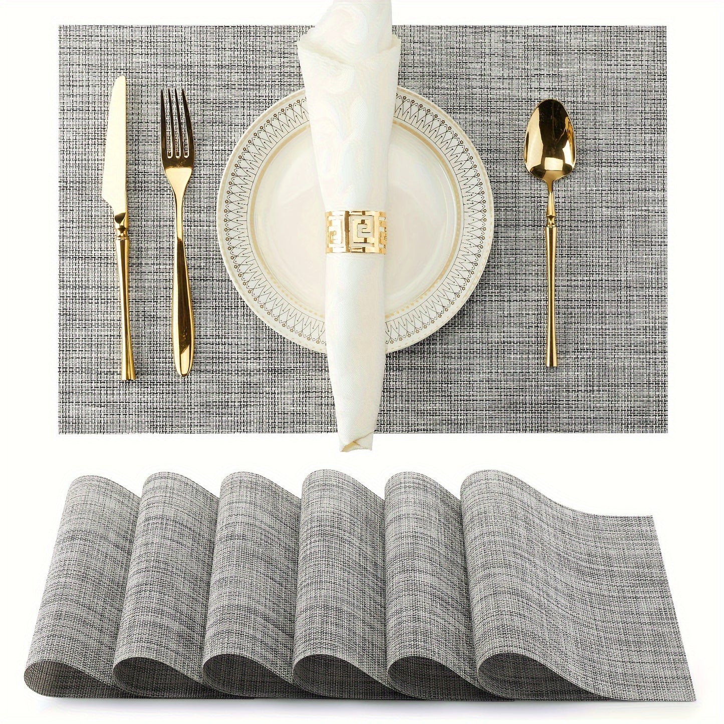 Set of 8 2202C Dual-Color Decor Series Teslin Placemats