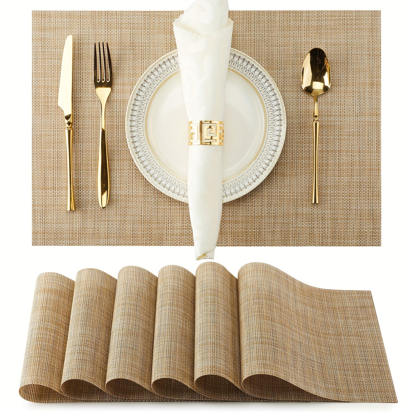 Set of 8 2202C Dual-Color Decor Series Teslin Placemats