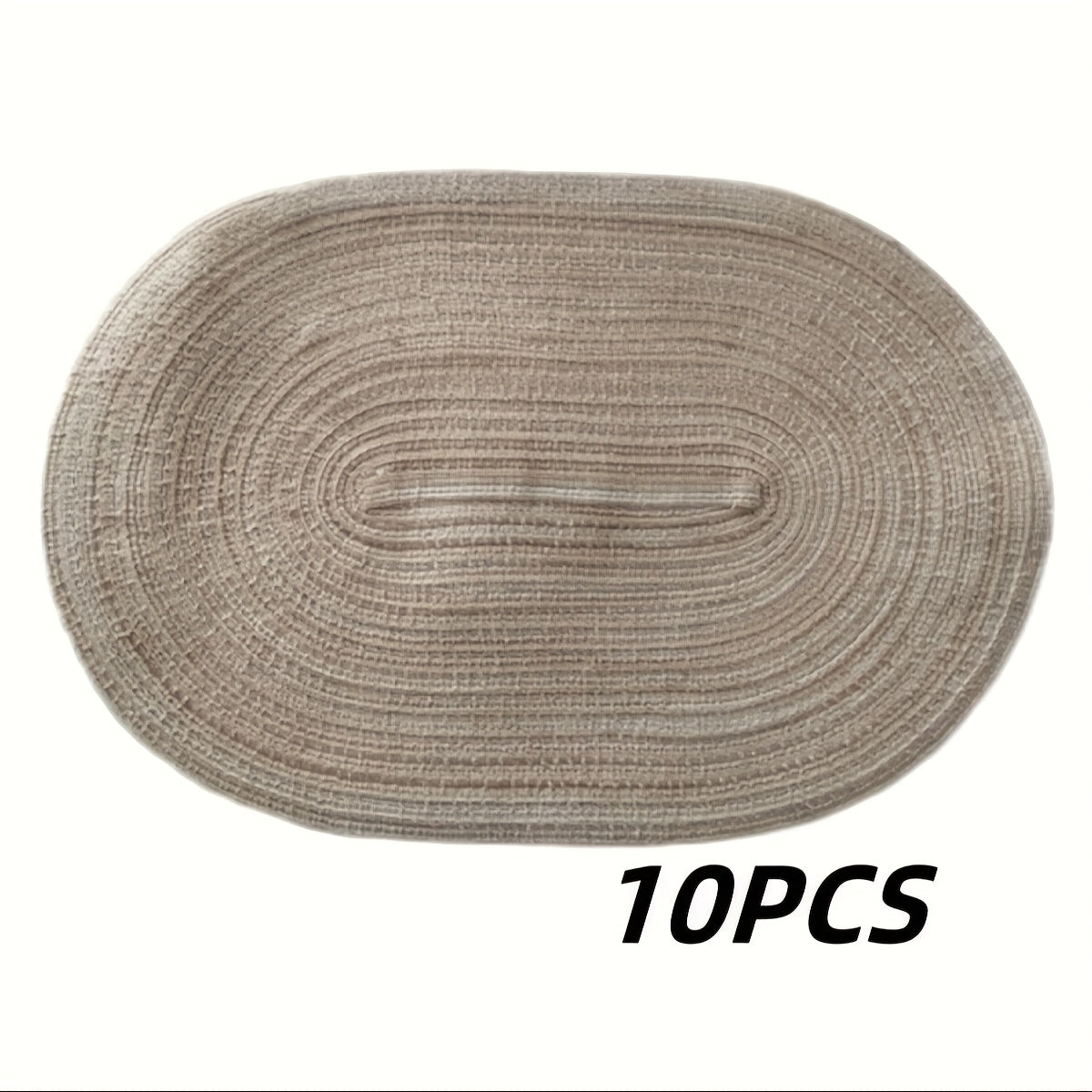 4\u002F6pcs Oval Yarn Placemats, Washable Table Mats, Polyester 100.00, Hand-Woven Dining Decor, 100% Polyester Tabletop Pads
