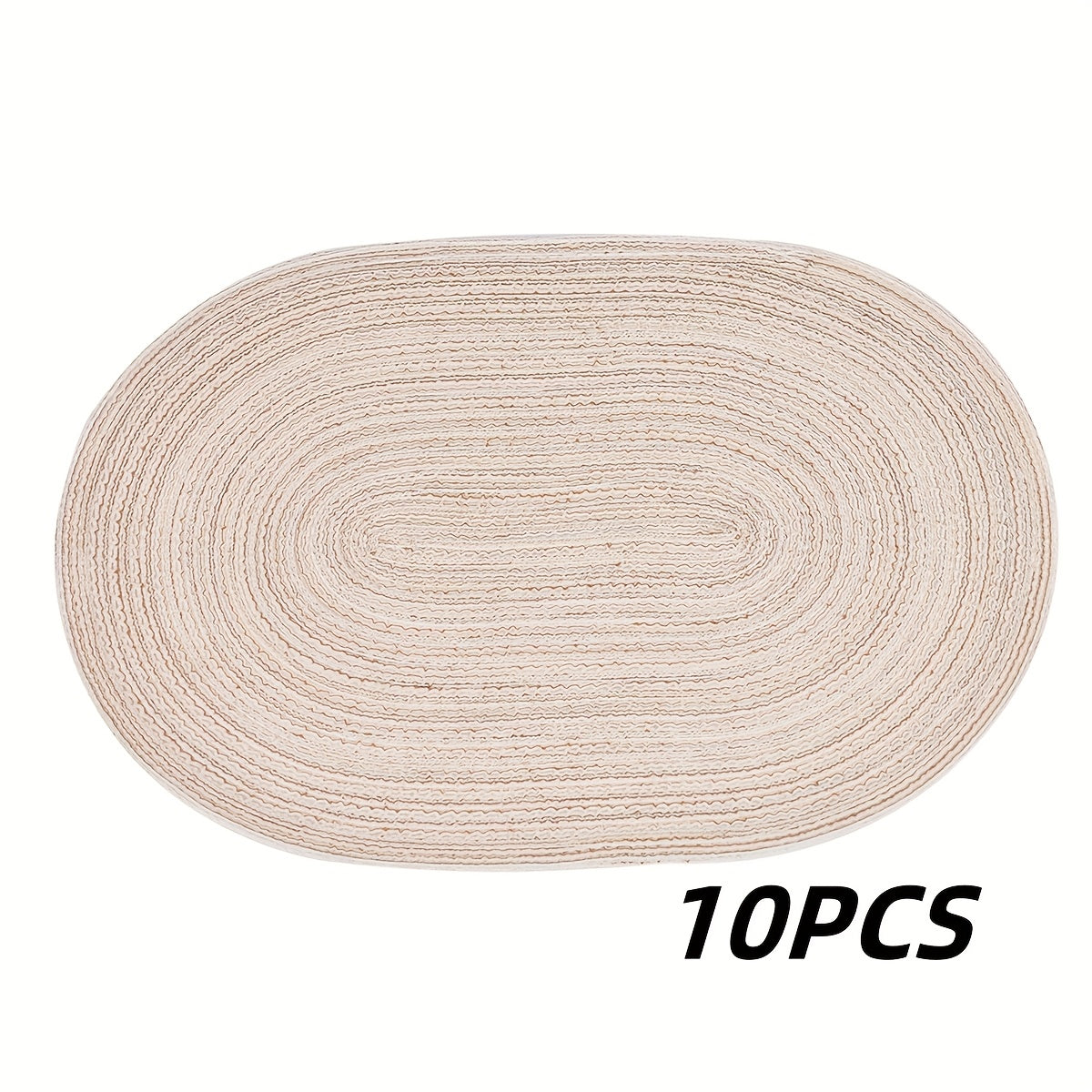 4\u002F6pcs Oval Yarn Placemats, Washable Table Mats, Polyester 100.00, Hand-Woven Dining Decor, 100% Polyester Tabletop Pads