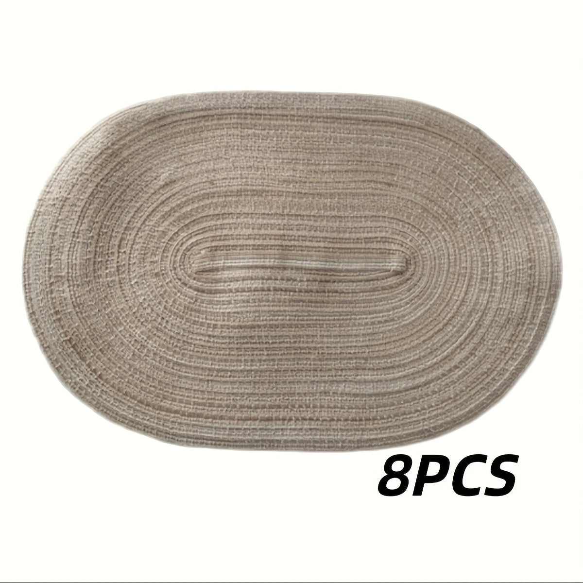 4\u002F6pcs Oval Yarn Placemats, Washable Table Mats, Polyester 100.00, Hand-Woven Dining Decor, 100% Polyester Tabletop Pads