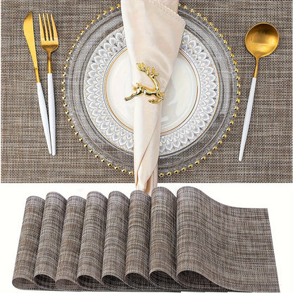 Set of 8 2202C Dual-Color Decor Series Teslin Placemats