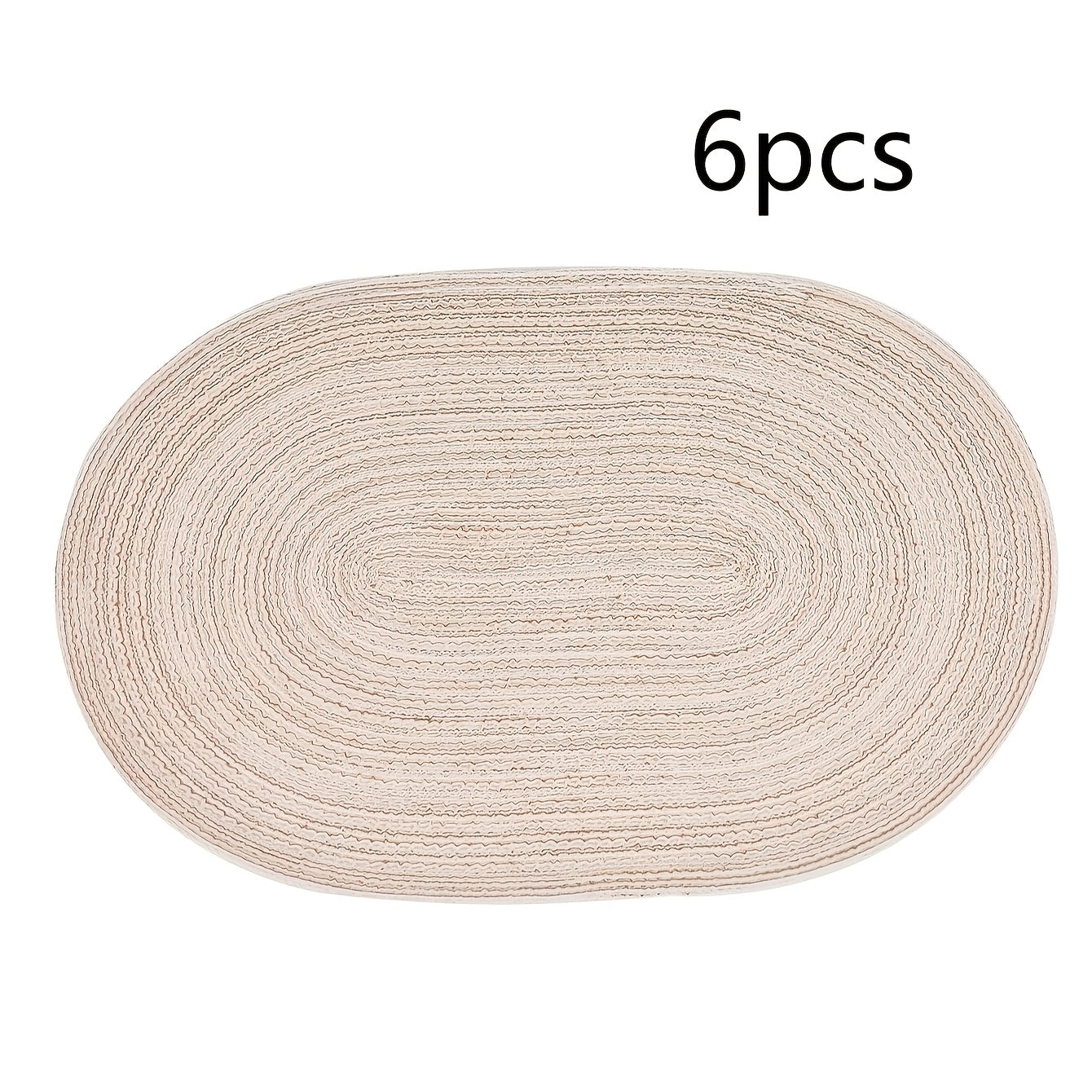 4\u002F6pcs Oval Yarn Placemats, Washable Table Mats, Polyester 100.00, Hand-Woven Dining Decor, 100% Polyester Tabletop Pads